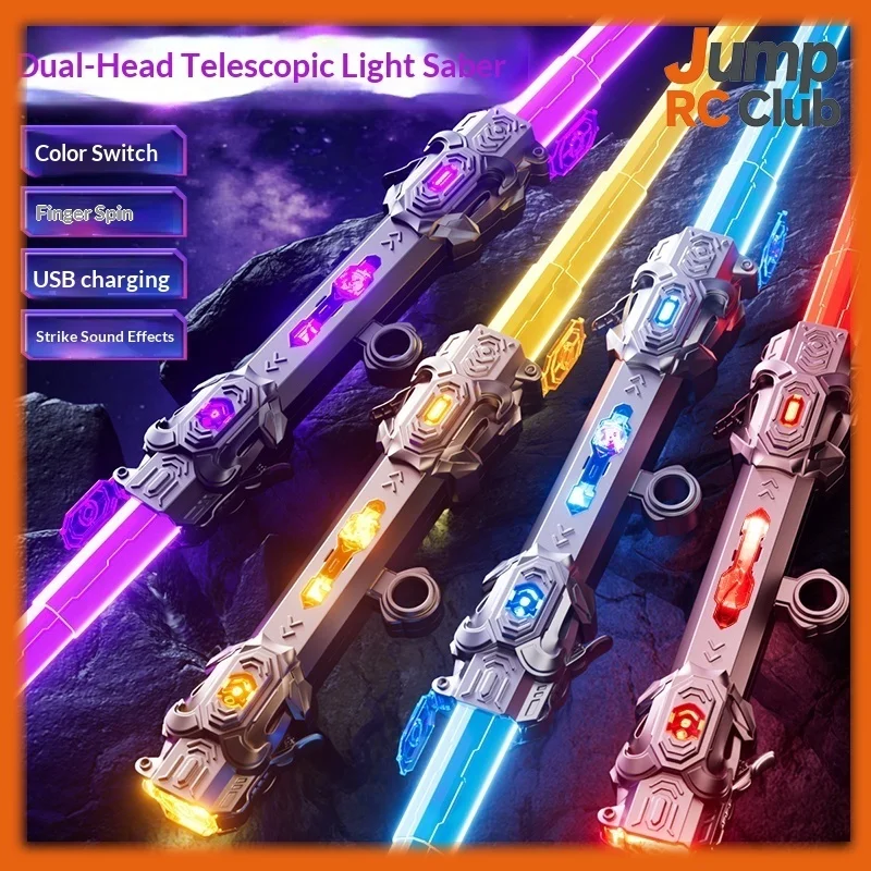 Dubbelzijdig intrekbaar laserszwaard, 24 kleuren wisselend, 4 uur lange batterijduur, inductief geluidseffect, oplichtend kinderspeelgoedzwaard