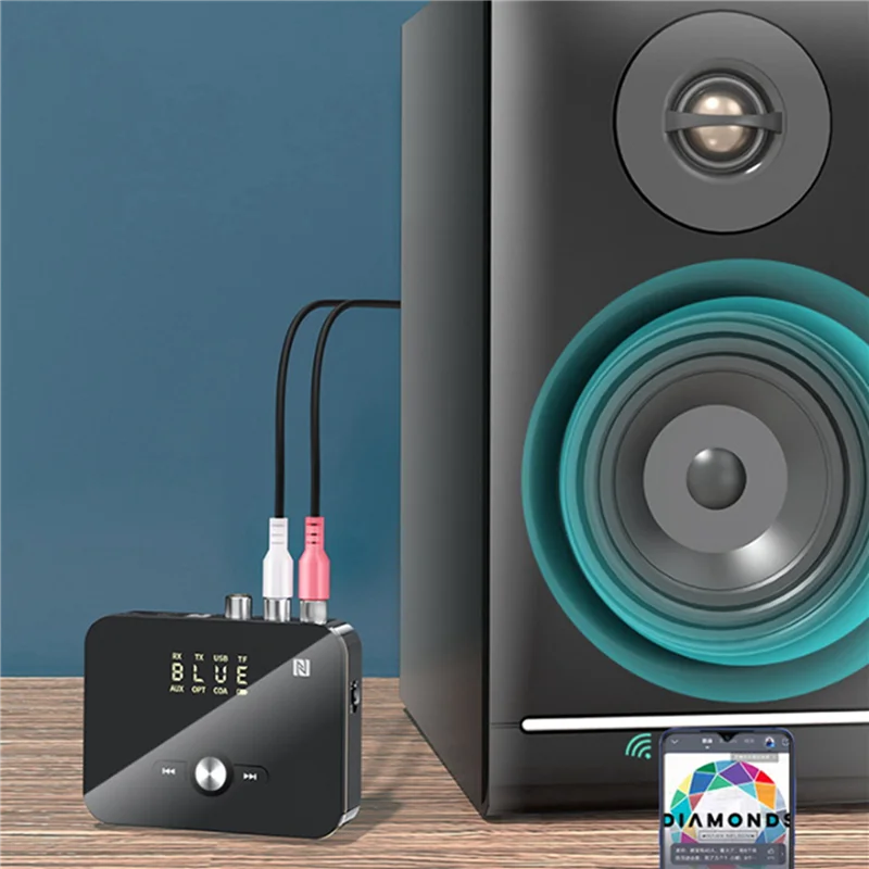 

【Superdeals】6X M8 Bluetooth 5.0 RCA Audio Receiver Transmitter APTXLL 3.5Mm AUX Music Wireless Adapter With Mic NFC