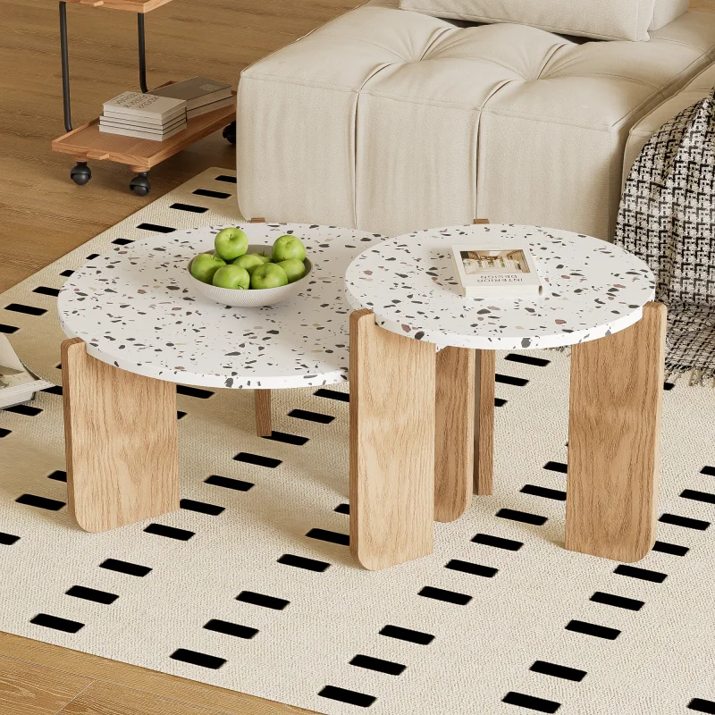Petite table à café pliante, 2 pièces, table ronde, table basse pour la maison, table d'appoint, balcon, extérieur, cour, table à thé portable