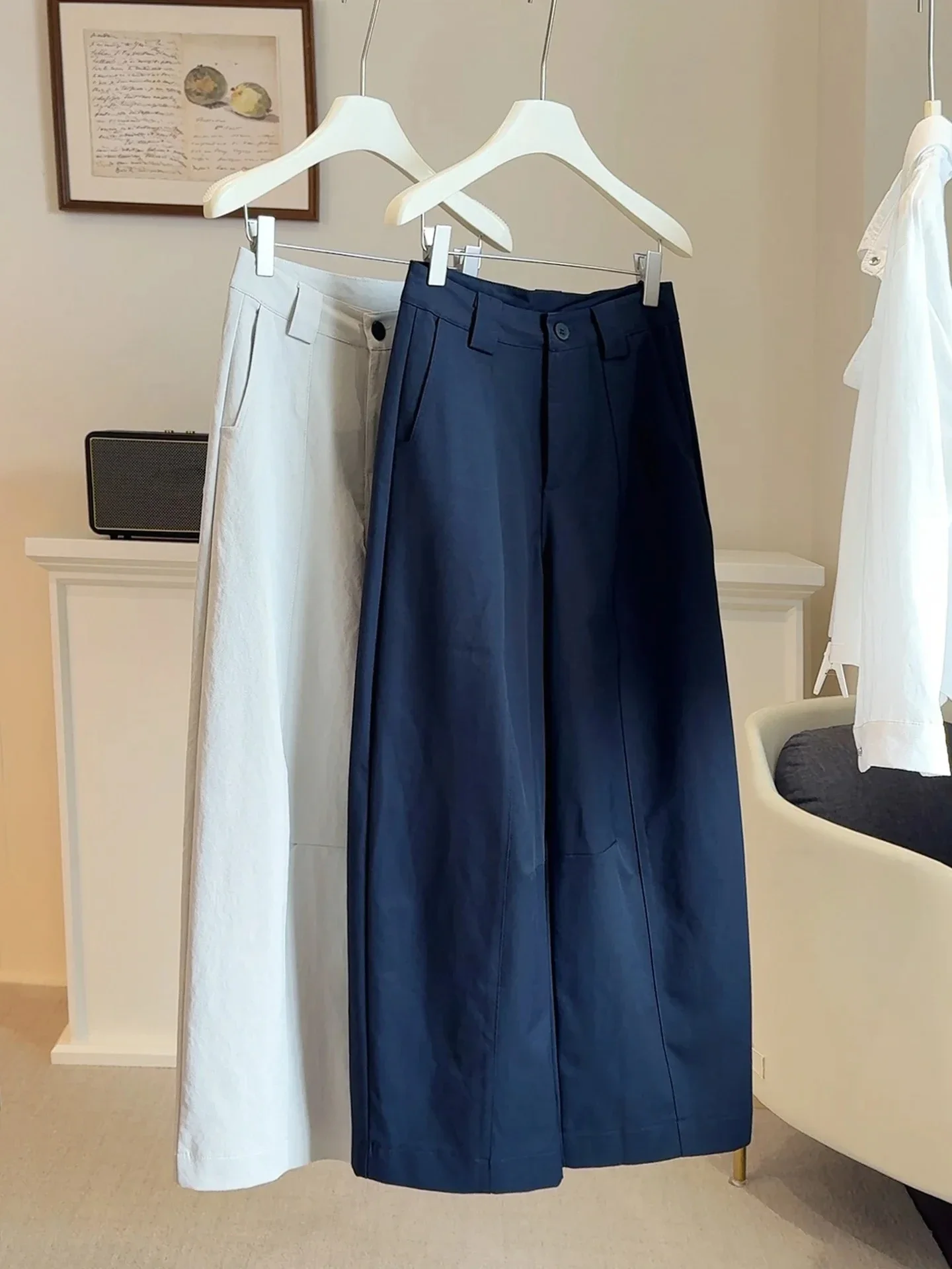 2025 جديد قيعان بنطال ذو قصة أرجل واسعة للنساء Pantalon فام عالية الخصر فضفاض بناطيل كاجوال خمر الكورية Pantalones De Mujer #2