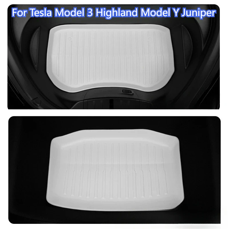 

Белые коврики в багажник для Tesla Model 3 Highland Model Y Juniper TPE, коврики для хранения, защитный коврик для багажника, напольный коврик для багажника