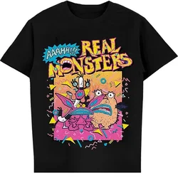 ¡Nueva camiseta de verano Aaahh! Camiseta con estampado de monstruos reales para hombre, ropa harajuku de primera calidad, póster Retro clásico