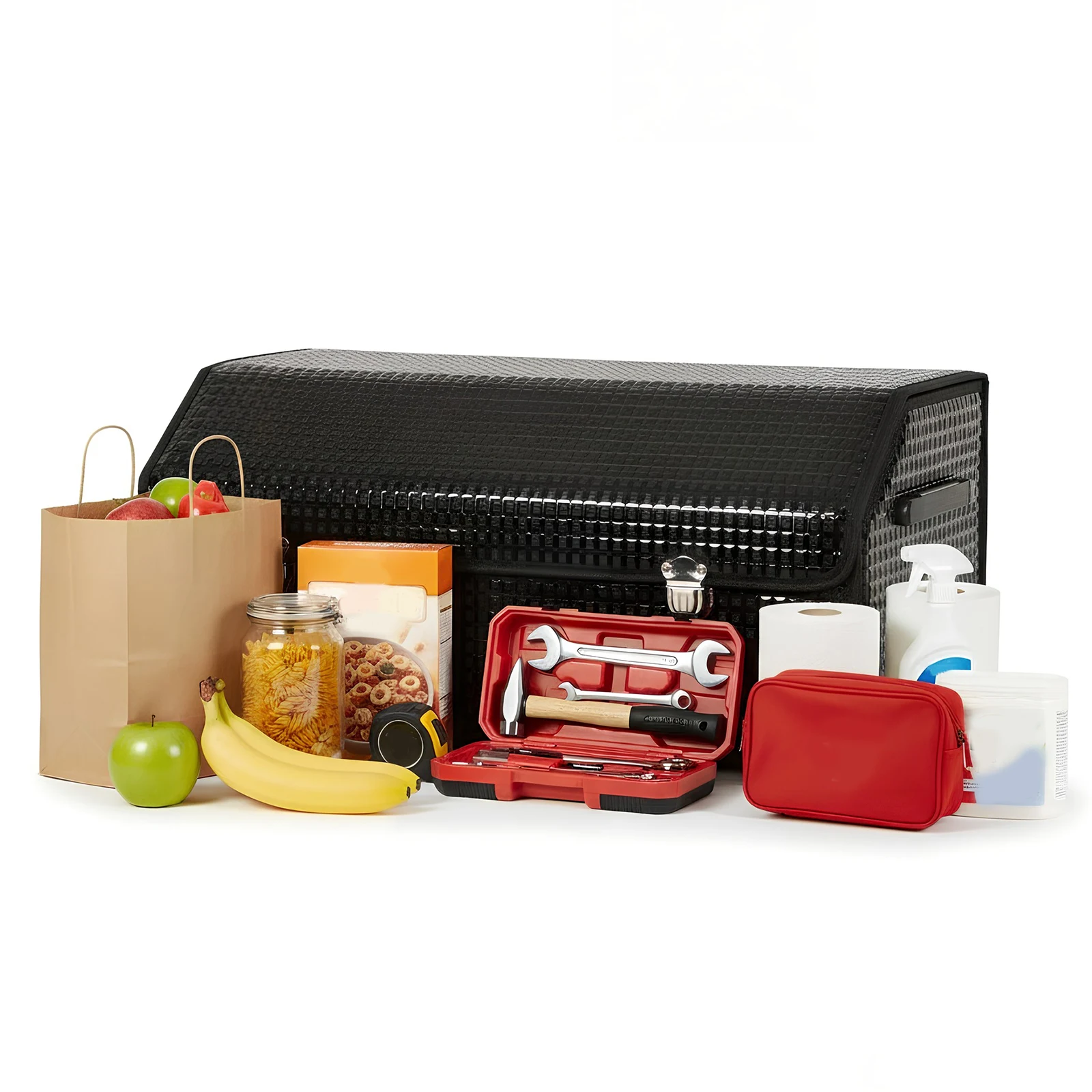 

Органайзер для багажника автомобиля для внедорожников и седанов, органайзер и контейнер для хранения с крышкой, для инструментов и аксессуаров, 25.98x11.81x11.81 дюймов