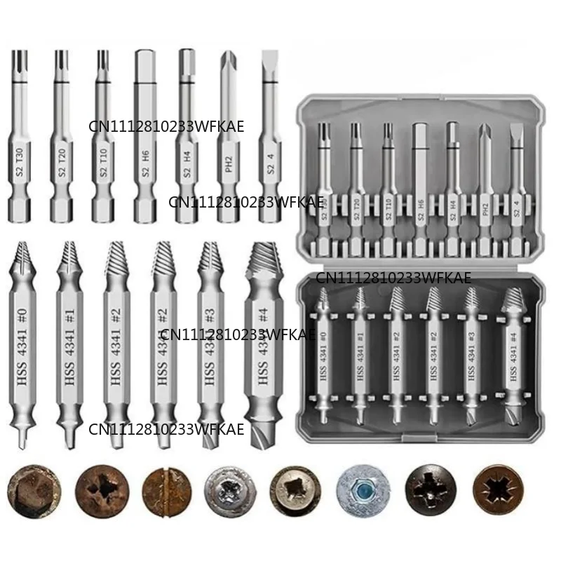 13 Pcs Damaged Screw Extractor Set Easy Out Screw Extractor, Stripped Screw Extractor Set of Rusty Broken Screws & Bolts