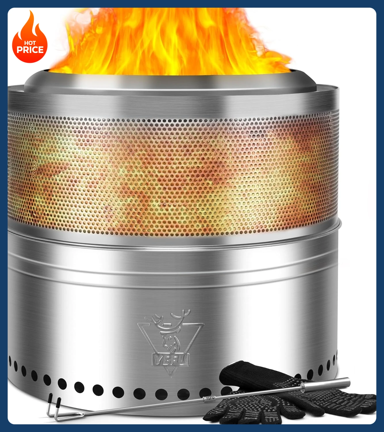 

[Limited Time Offer!]Fire Pit 18in Dia, Folding Smokeless Firepit, Wood Burning Stainless Steel Portable Outdoor Fireplace with