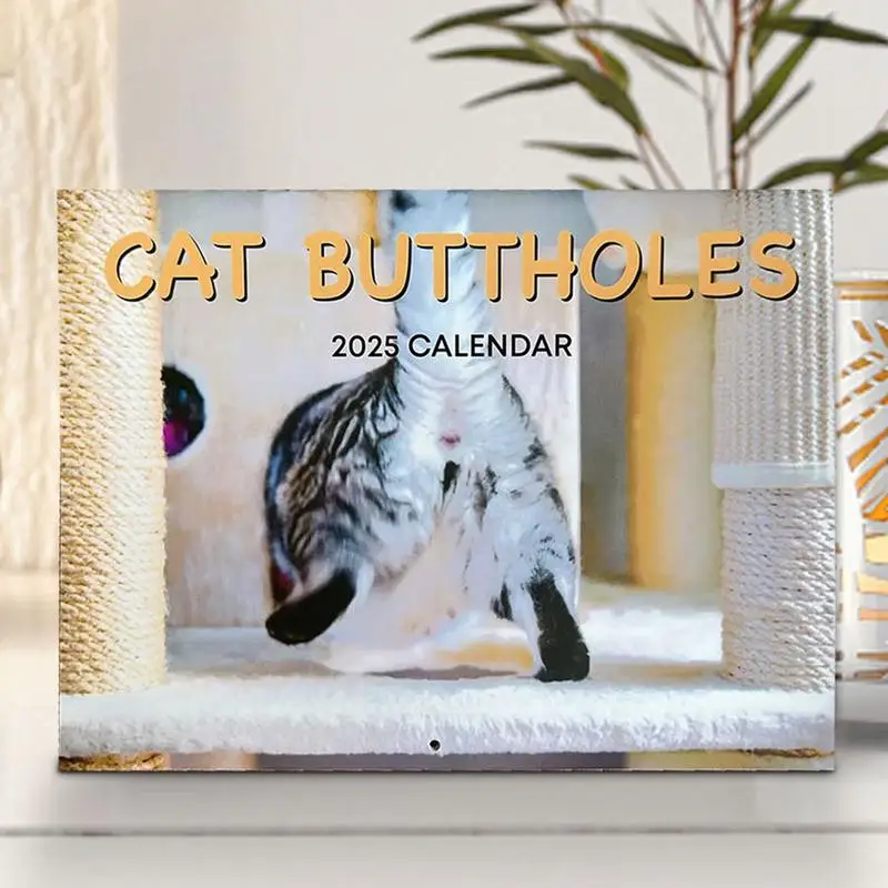 Cats Buttholes Calendar Weird Wall Calendar 2025 Unique Cat Butt Home Decoration Funny Monthly Calendar 2025 For Home Business