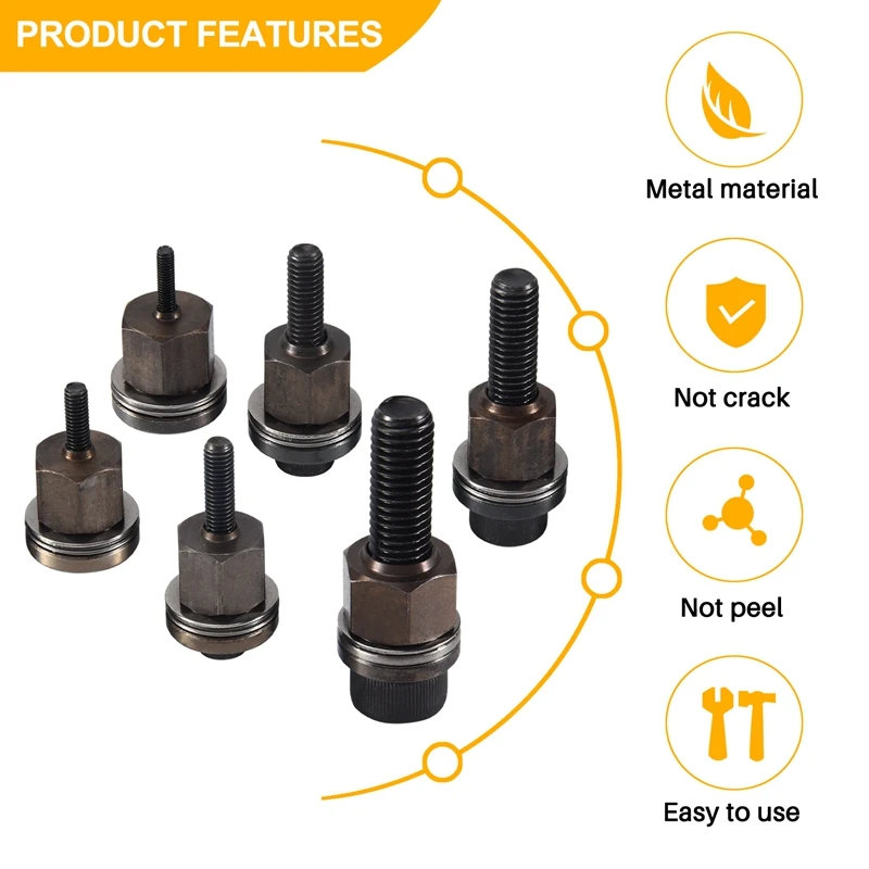 Mão Rivet Ferramenta Steel Head Set, Manual Riveter Substituir, Dica Porca, Mandril Cabeça, M3, M4, M5, M6, M8, M10, 6pcs