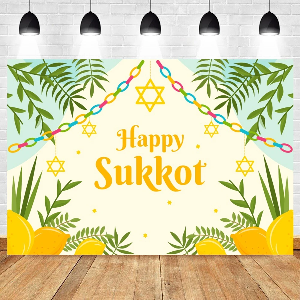 Happy Sukkot Backdrop Sukkah Jewish Religious Holiday Celebrate Festival Party Decor Customized Background for Photography Props