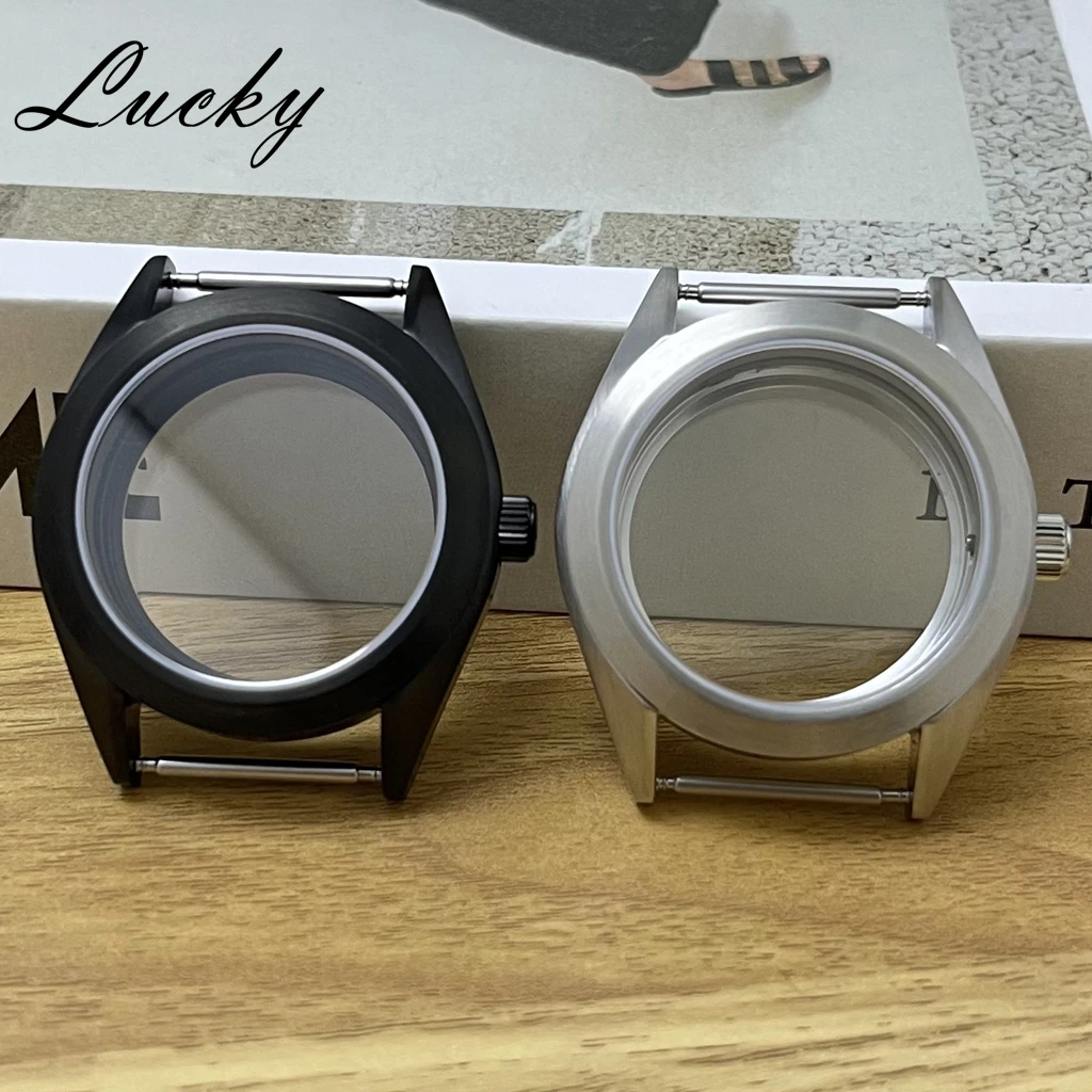 High Quality 38mm Sapphire Crystal Watch Case Fit NH34 NH35 NH36 Movement  S crown Silver 200m Waterproof Modified Accessories