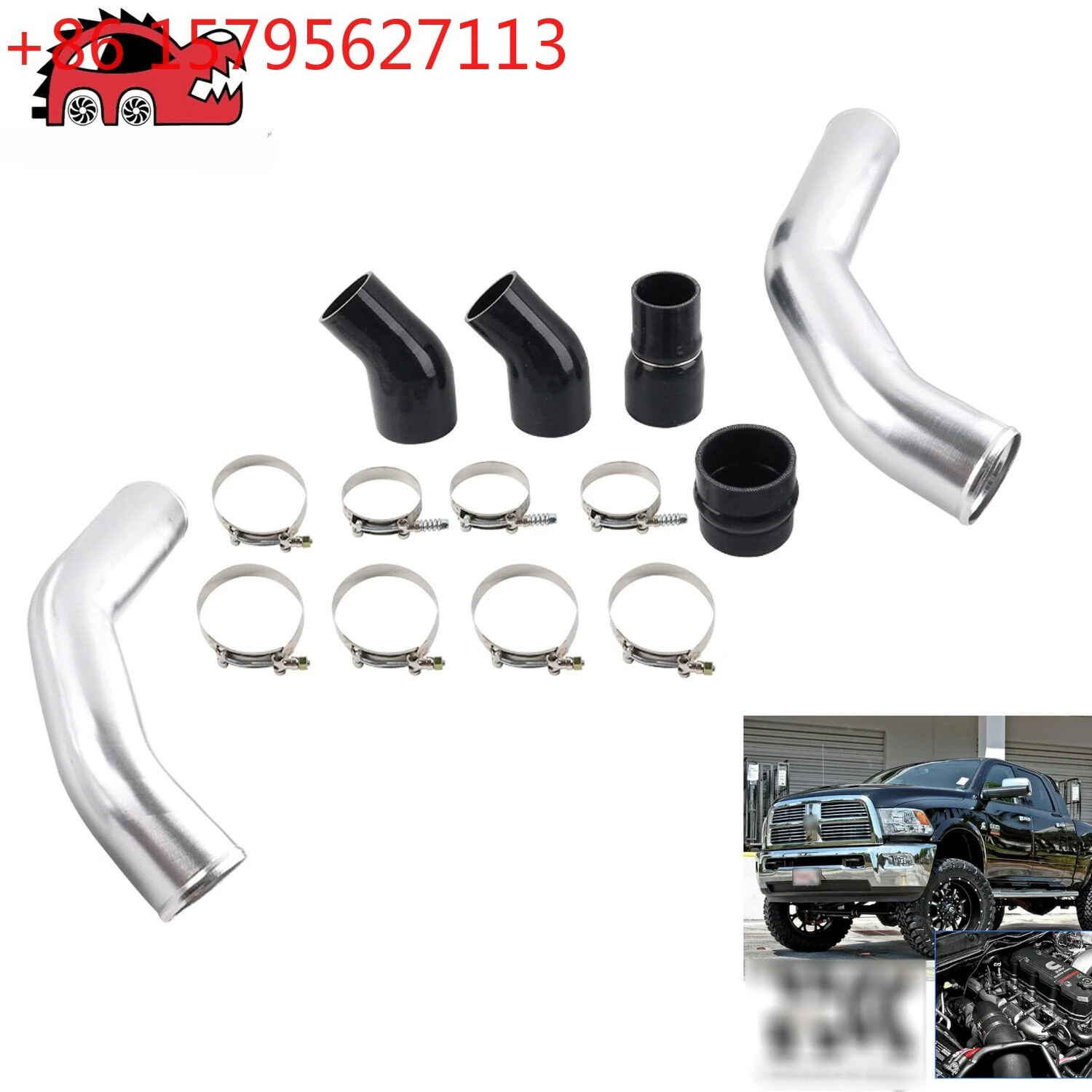 EBAY Auto Parts 3.5inch Aluminum Upgraded Intercooler Tube Kit for 13-18 Dodge Ram 6.7L Cummins