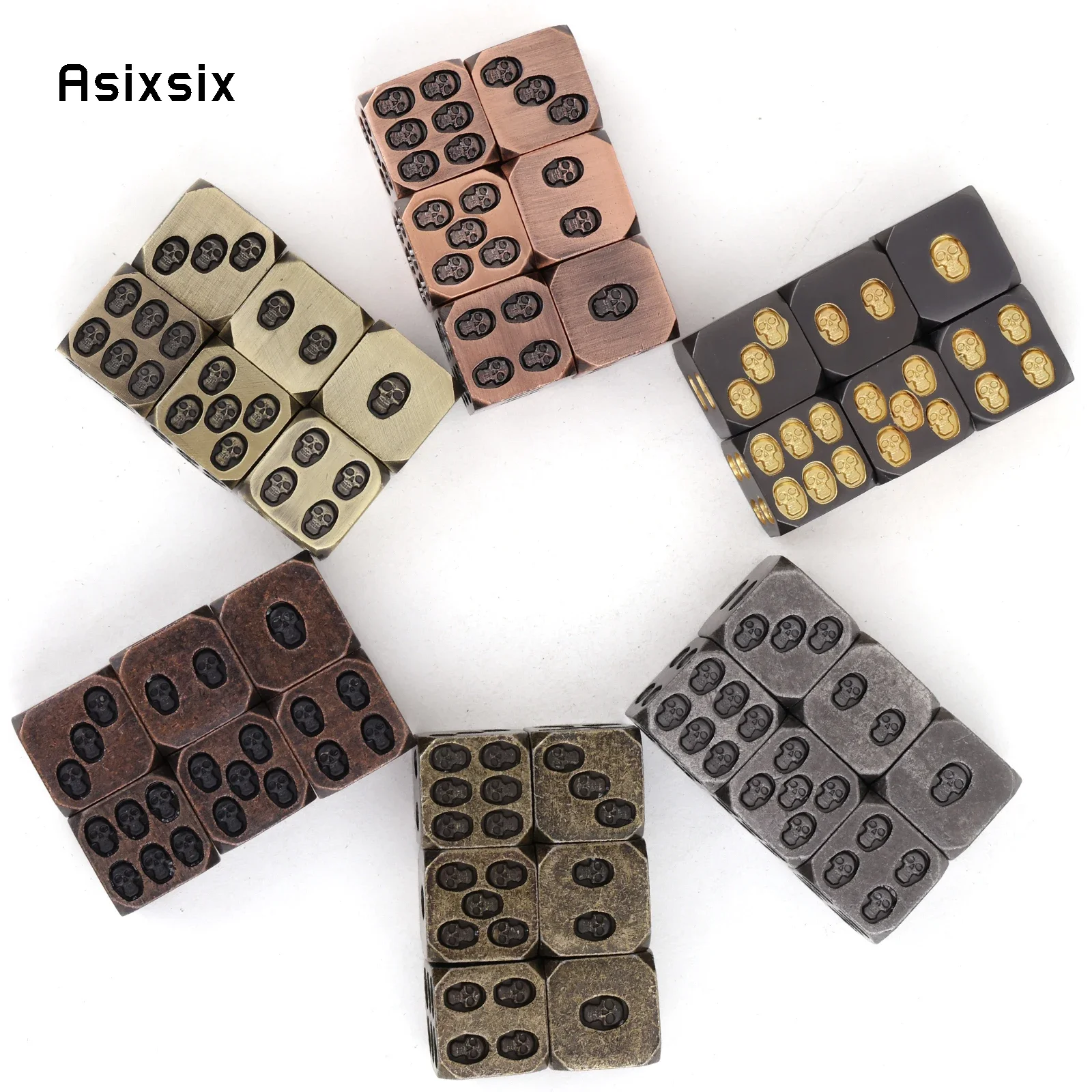 

6 Pcs Silver Skull Metal Dice Solid Metal Polyhedral Dice Set Suitable For Role-Playing RPG Gift Card Game