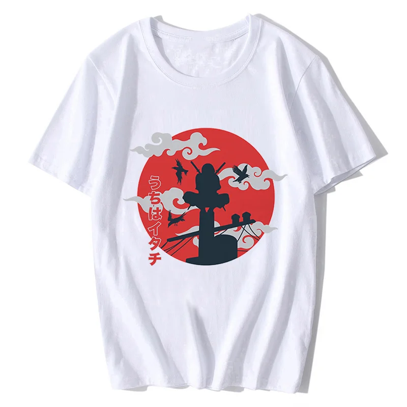 Crows Shinobi Sharingan Ninja AKATSUKI In Moon Funny Anime T Shirt Men Cotton Casual Short Homme Unisex Otaku Tshirt No-sticker