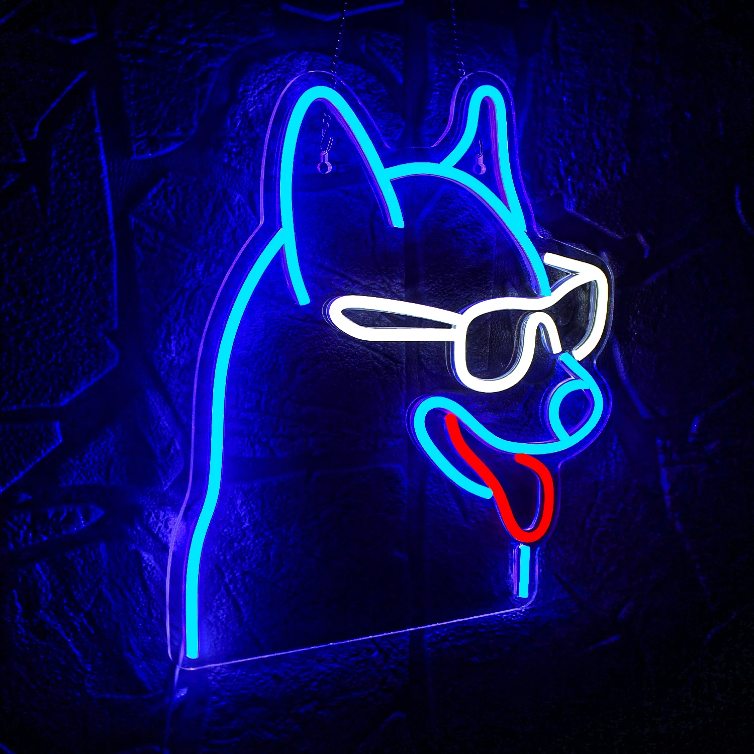 

Sunglasses Dog Neon Signs Blue Led Signs for Wall Decor Cool Puppy Anime Neon Light Signs for Pet Shop Game Room Wall Decor