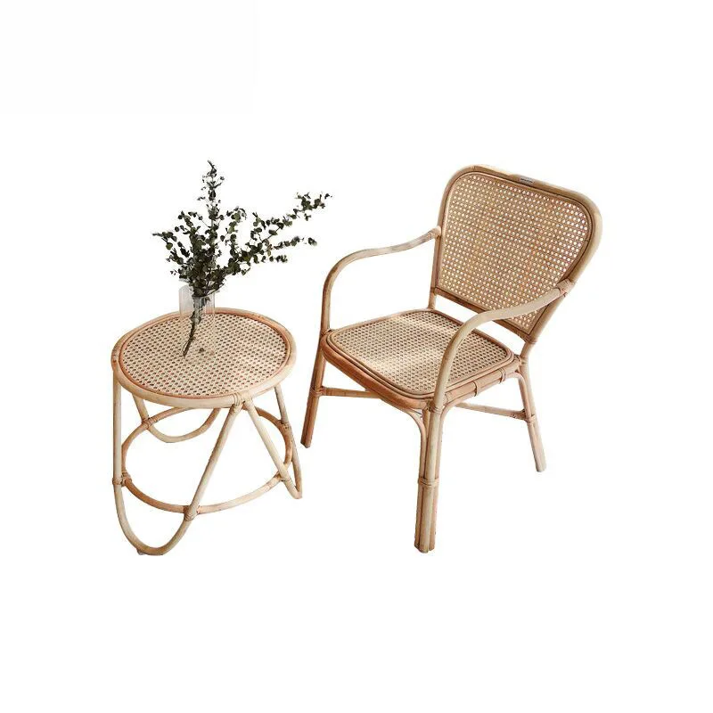 Japanese-style Indonesian rattan chair living room bedroom household balcony rattan chair three-piece