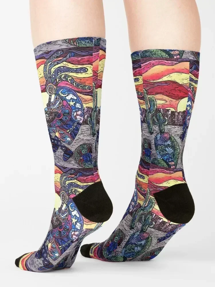 Kokopelli sunset Socks Running New year's valentine gift ideas cute Socks Woman Men's