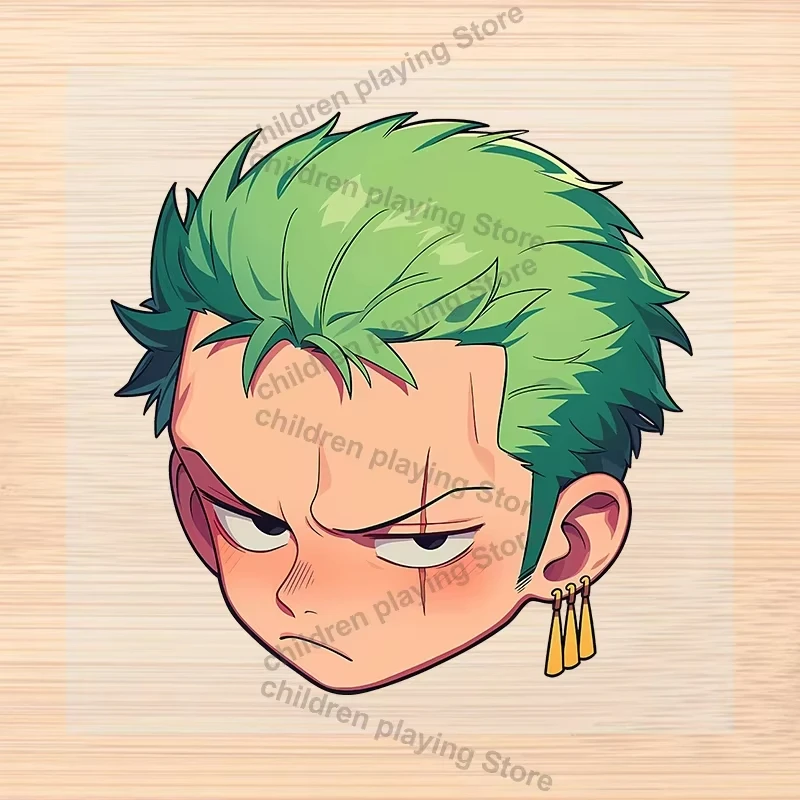2 pçs uma peça q versão padrão de calor transferência adesivo luffy zoro cabeça roupas diy decoração anime ferro em remendos presentes aniversário