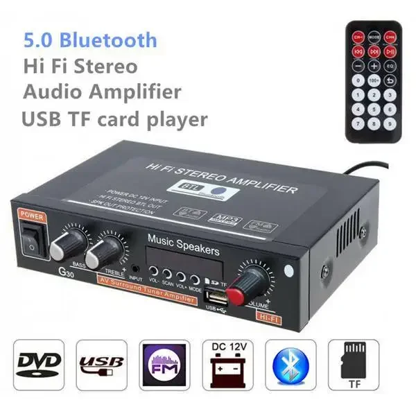 DurableBlack Iron AC220V European Standard Bluetooth Power Amplifier Digital Power Amplifier MP3 U Disk Power Amplifier