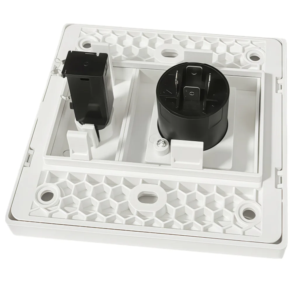 86mm Pro 6.35 XLR Speakon  Female Home TV AV Wall Outlet Video Socket Face Plate White ABS;