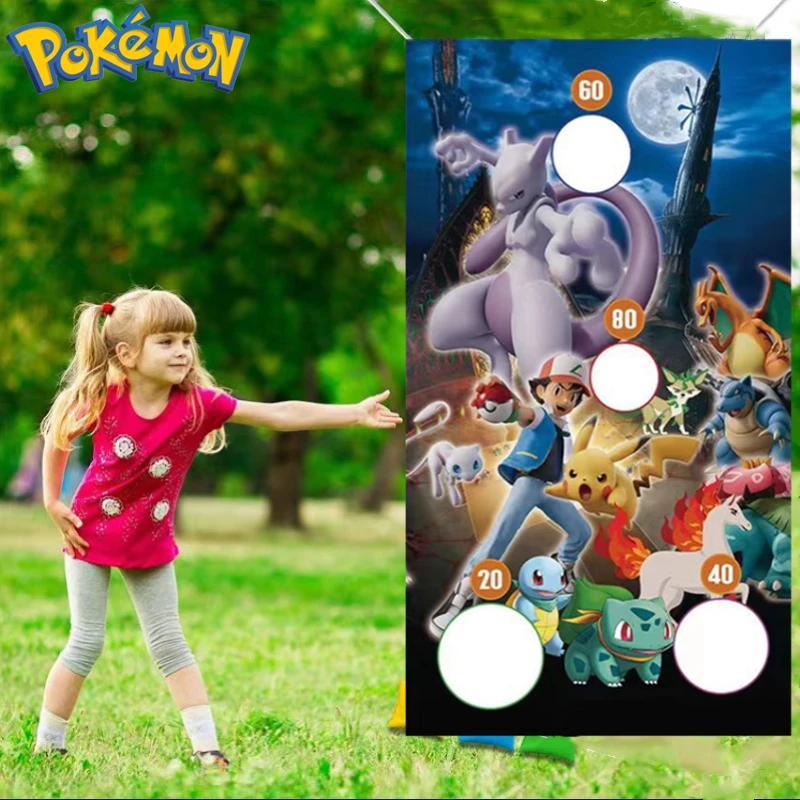 

Pokemon Parent-child Entertainment Game Cornhole Flag Pikachu Mewtwo Gengar Collect Points Throwing Children's Toys BirthdayGift