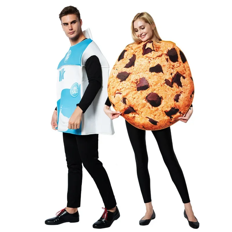 2pcs Halloween Couple Play Costume Milk Cookie Set Bar Party Stage Show Food Costume