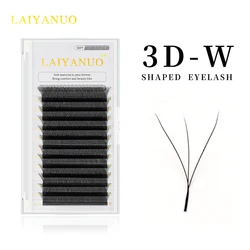 LAIYANUO 3D W Shaped Bloom Automatic Flowering Premade Fans Eyelashes Extensions Natural Soft Light High Idividual Lashes