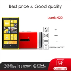 Original Unlocked Lumia 920 8MP Camera Bluetooth NFC WLAN Mobile Phone Russian Arabic Hebrew English Keyboard Made in Finland