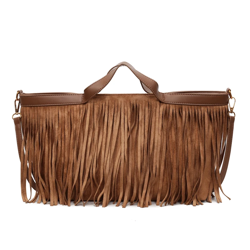 

Большая вместительная женская сумка из искусственной кожи, большая сумка, повседневная женская сумка через плечо с кисточками, женская сумка для покупок высокого качества
