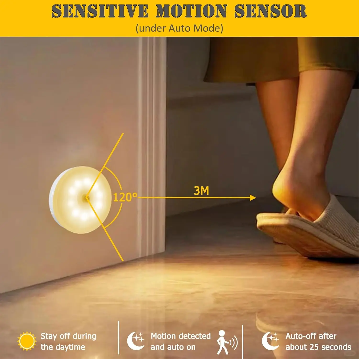 5PCS Puck LightsLED With Motion Sensor 1000mAh Rechargeable Night Lamp Magnetic For Bedroom Inner Cabinet Closet Lights