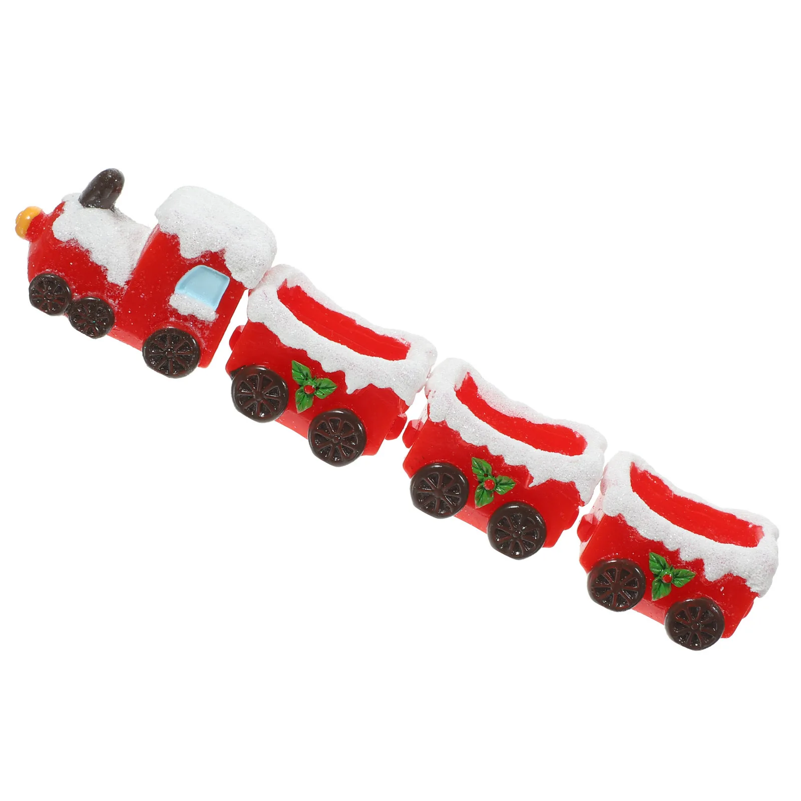 

1 set 1 Set Mini Christmas Train Ornaments Snow Coated Sturdy Light For Holiday Home Decor Christmas Miniatures Village Crafts