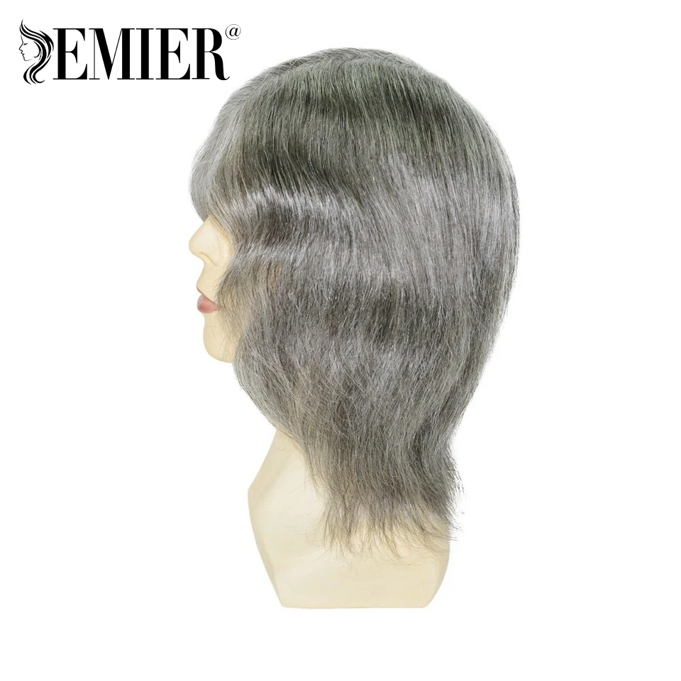 باروكة من شعر طبيعي هندي قصير جلد رقيق شعر مستعار برأس كامل للرجال على شكل حرف V شعر مستعار كامل من البولي يوريثان 100% وحدة نظام استبدال الشعر البشري #4