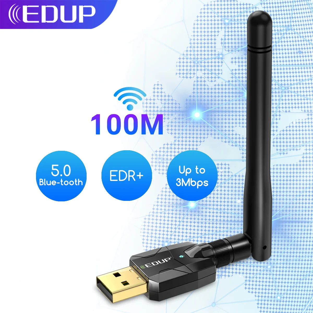 

EDUP 100M Bluetooth Adapter Free Driver 5.0 Wireless Long Range Transmitter USB Bluetooth Dongle Adaptador for PC Windows 11/10