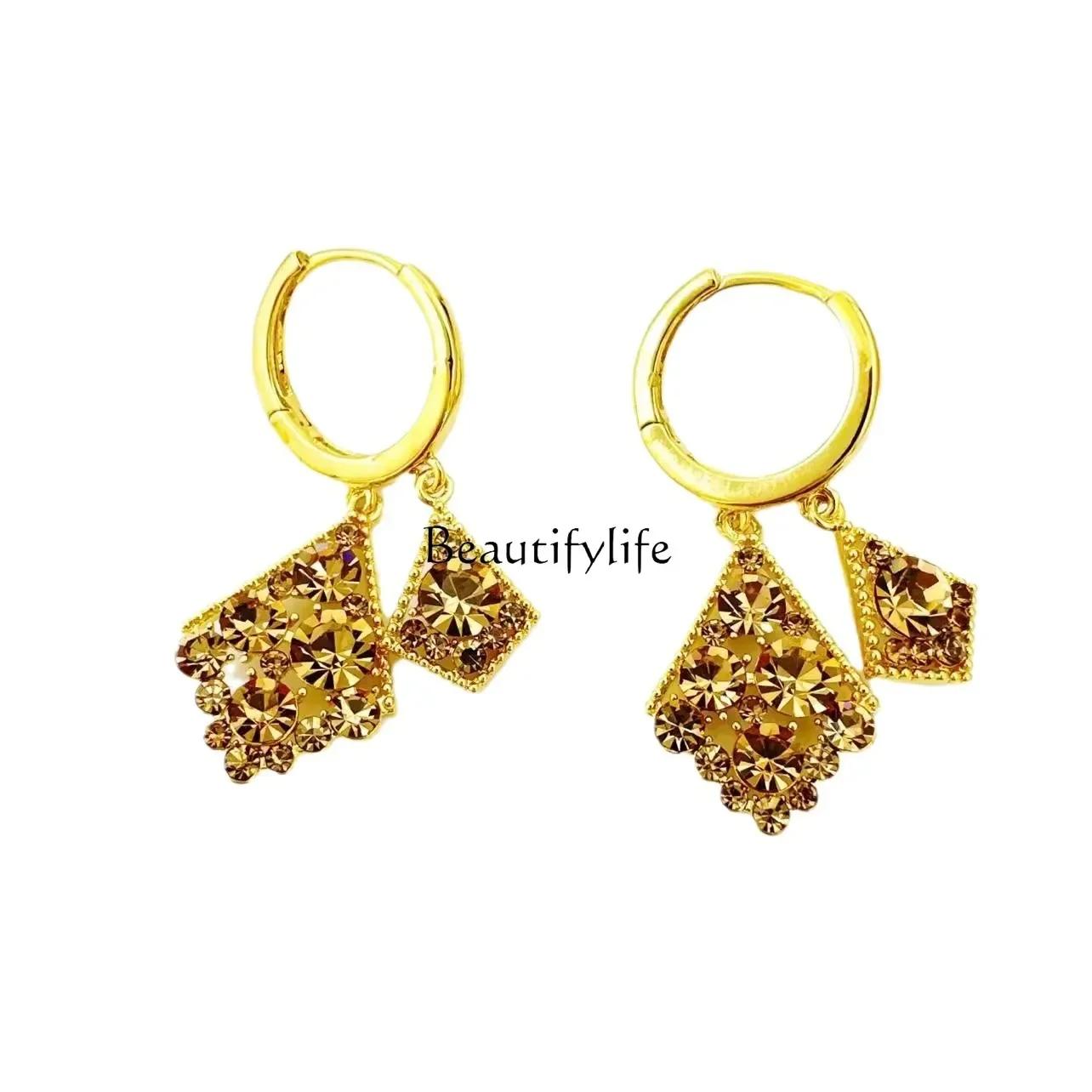 

New autumn and winter temperament Muse exquisite fashion ear buckle temperament versatile gold French earrings