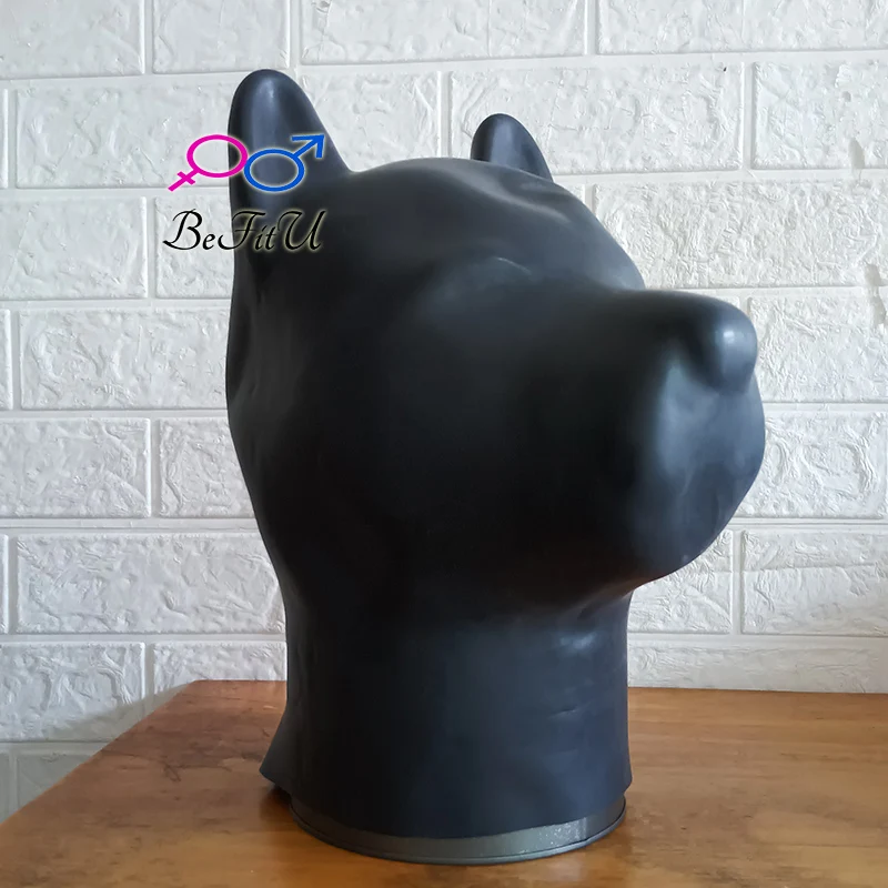 Latex Mask Hoods Dog Anime 0.8mm Thickness Style Cosplay  Cap Fetish Bonnet Hats with Zipper