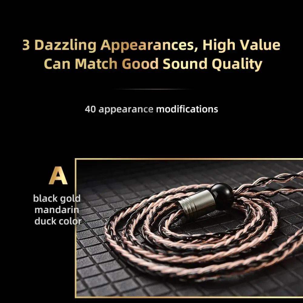 8-Strand QKZ T1 Headphone Cord Silver Plated 0.75MM 2Pin KZ Earphone Cable 200 Core TC Upgrade Cord KZ Wired Headphones
