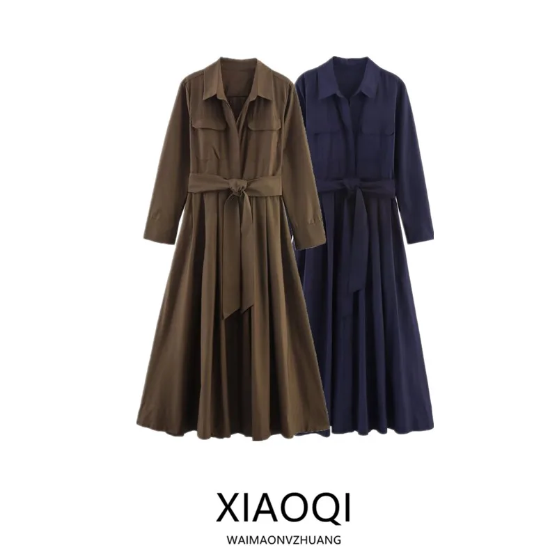 Vestido Csa F Outono 2025 Nova Coleção Versátil E Manga Longa Casual Material Diverso 00% Vestido