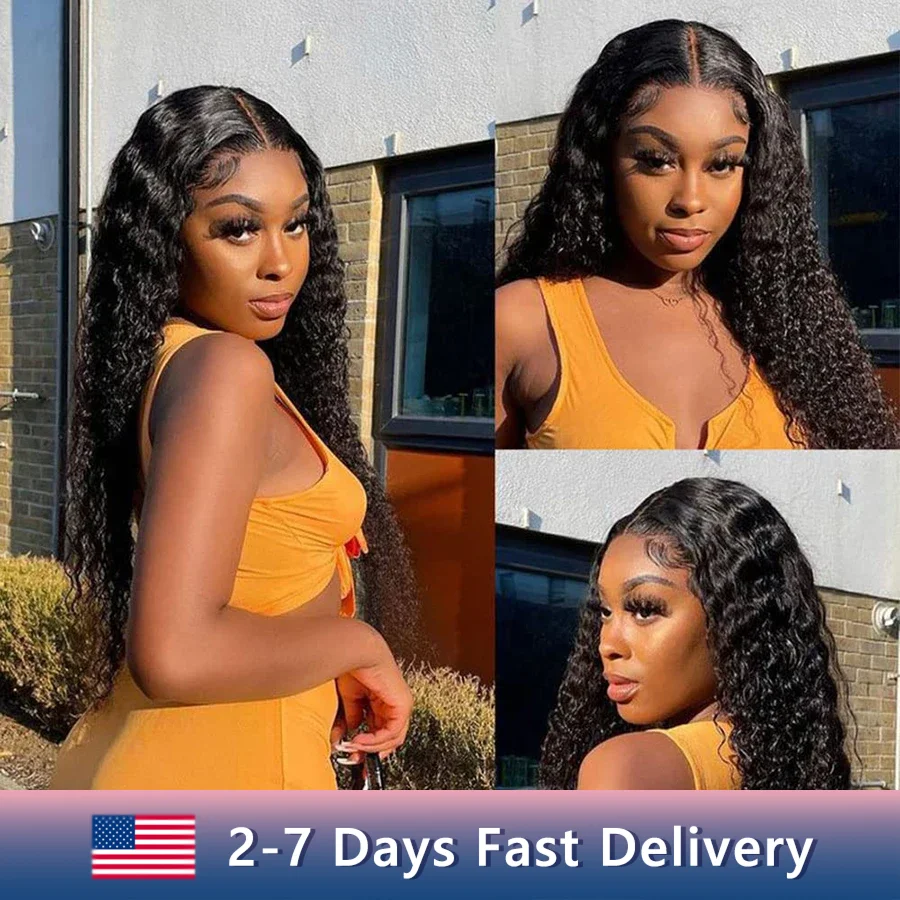 Deep Wave Lace Front Wig Human Hair Lace Front Wig Bling Hair Brazilian Natural Color Human Hair Wigs