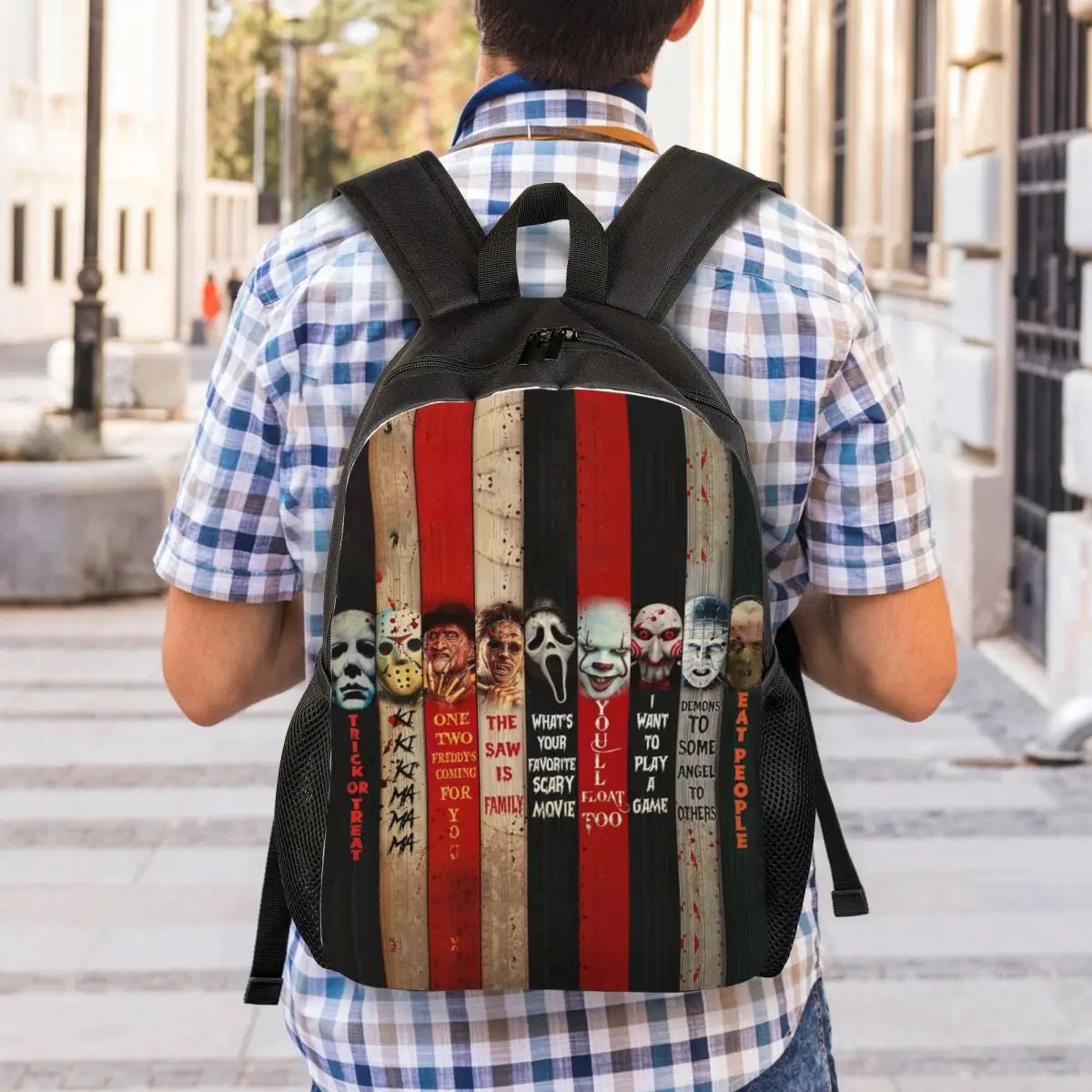 Customized Halloween Horror Movie Character Travel Backpack Men Women School Laptop Bookbag College Student Daypack Bags