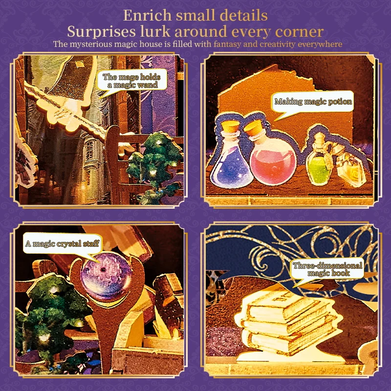 NEU Book Nook Modellbausatz Magic Travel Agency Kit 3D Holzpuzzle Dekoration Geschenk mit LED-Leuchten Weihnachten Geburtstagsgeschenke Spielzeug