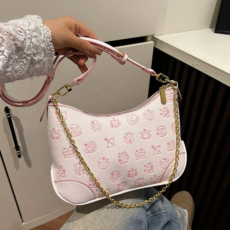 

2025 New High-end Temperament Women's Shoulder Bag Handbag Messenger Bag Underarm Bag Horn Women's Bag