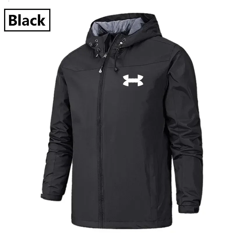 

2025 Couple hiking windproof jackets for men and women, high-value hooded printed jackets, cycling outdoor travel jackets