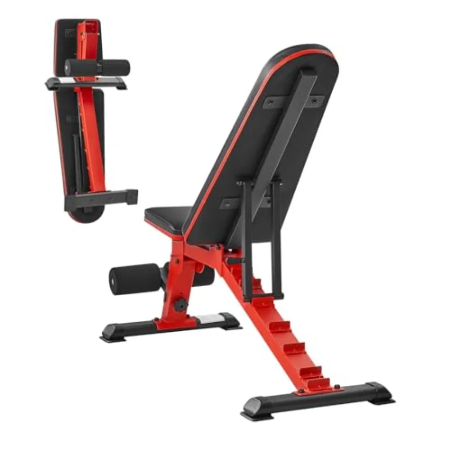 Happybuy Banco de pesas de 1200 libras, prensa estable resistente para entrenamiento de cuerpo completo, banco ajustable para abdominales para gimnasio en casa, tren de fuerza