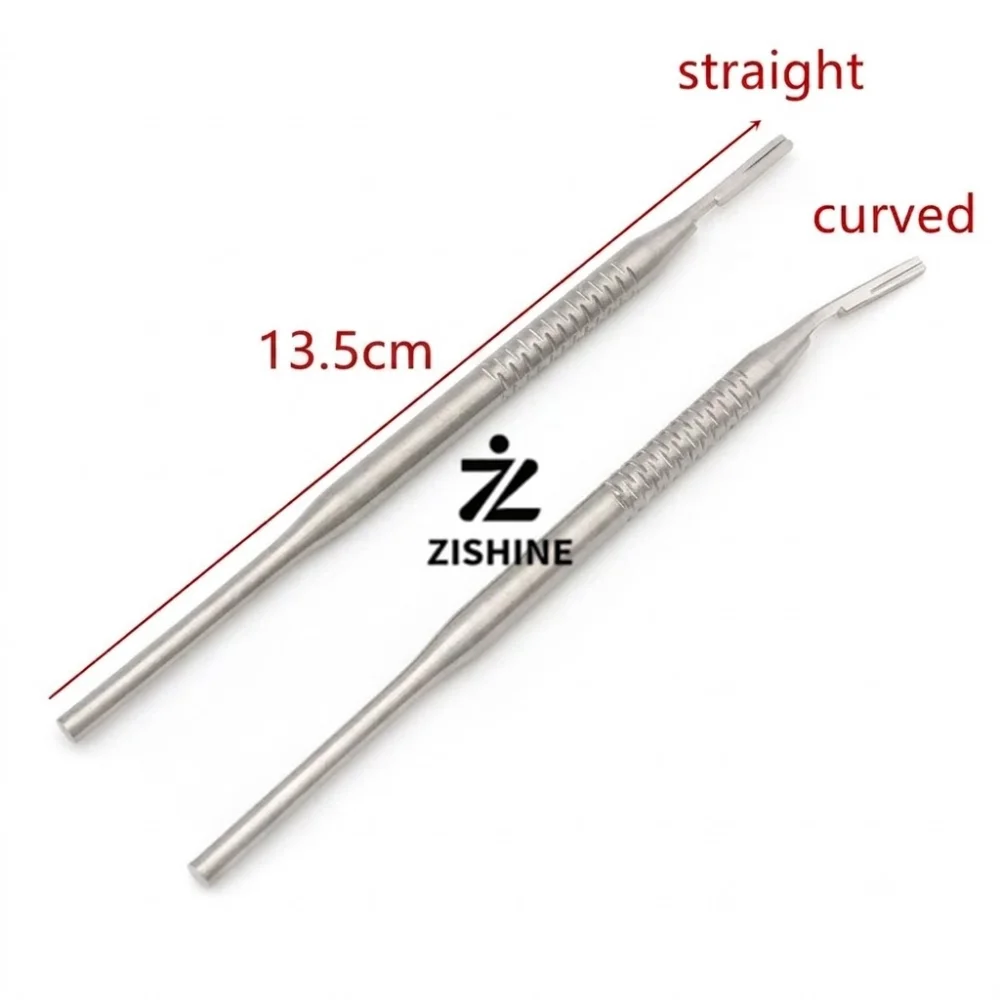 Dental Scalpel Handle Stainless Steel Straight Curved Surgical Knife Handle 1Pc/2Pcs Set Dentistry Implant Operation Tools