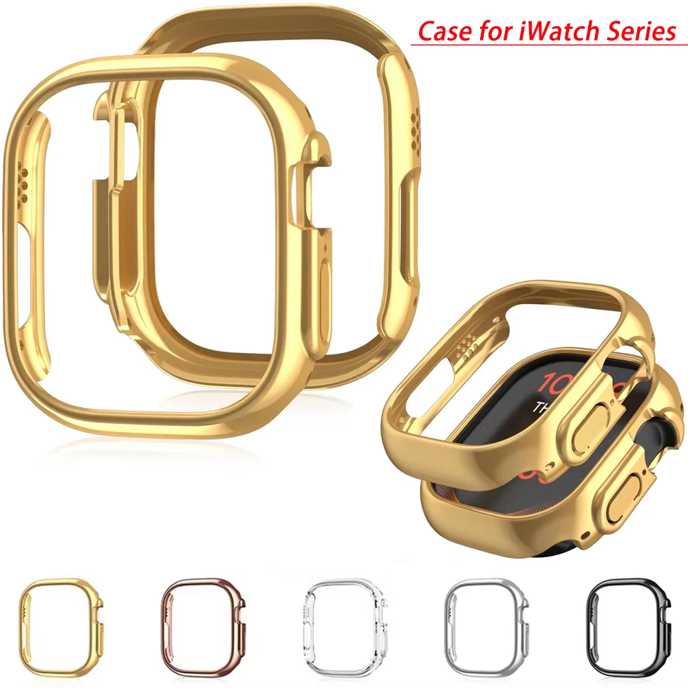 For Apple Watch 45mm 41mm 38mm 42mm 40mm 44mm Plated Skeleton Cover Hard PC Bumper Case Frame for iWatch SE 8 7 6 5 4 3 2 1 Case