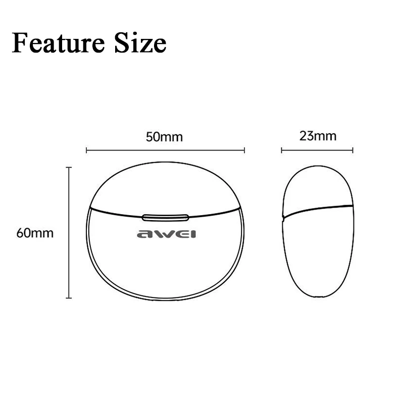 Awei-TWS Bluetooth 5.3 Fones De Ouvido Sem Fio, Controle De Toque, Headset Estéreo, Auscultadores Impermeáveis Esporte