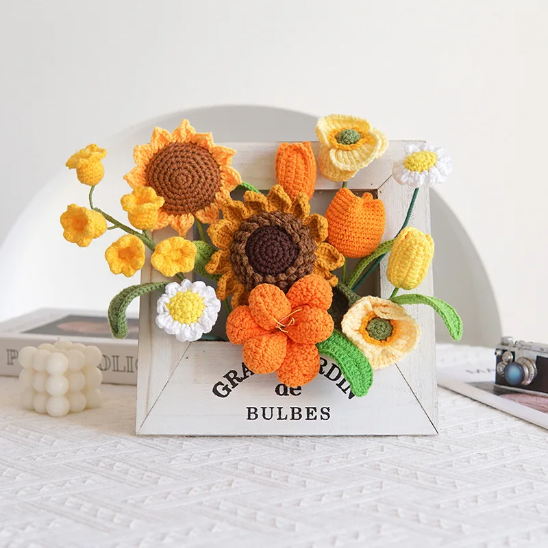 

Purple Orange Creative Handmade Flower Finished Sunflower Stereo Flower Photo Frame Delivering Finished Exquisite Packaging Deco