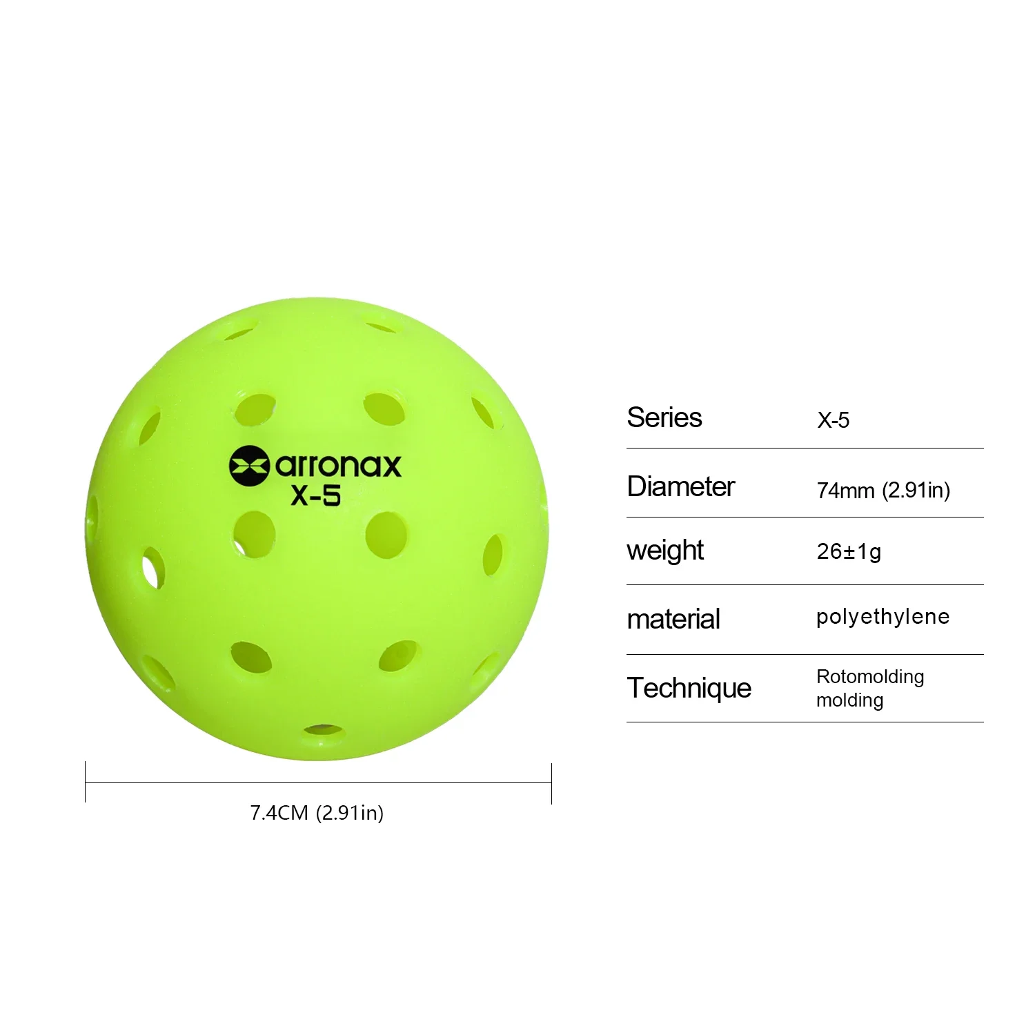 Arronax Competition Ball 40 Hole Outdoor Rotomolding Pickleball Balls Lime Green Pickleballs High Bounce True Flight, Durable