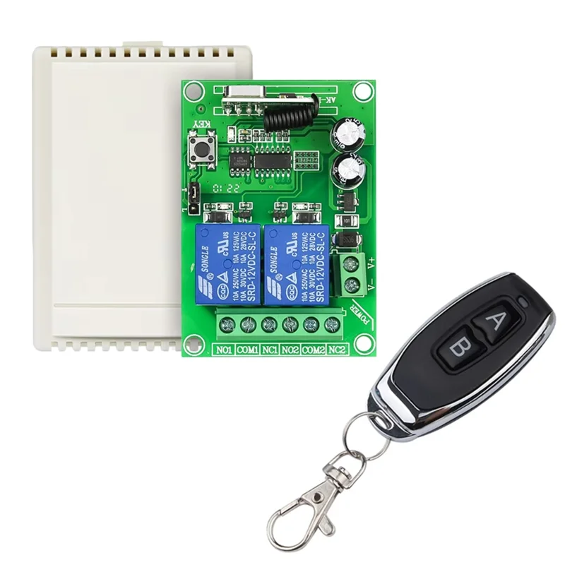 Commutateur de télécommande universel 433Mhz, relais sans fil, Module 2CH, récepteur RF, transmetteur DC 12V 24V pour porte de Garage