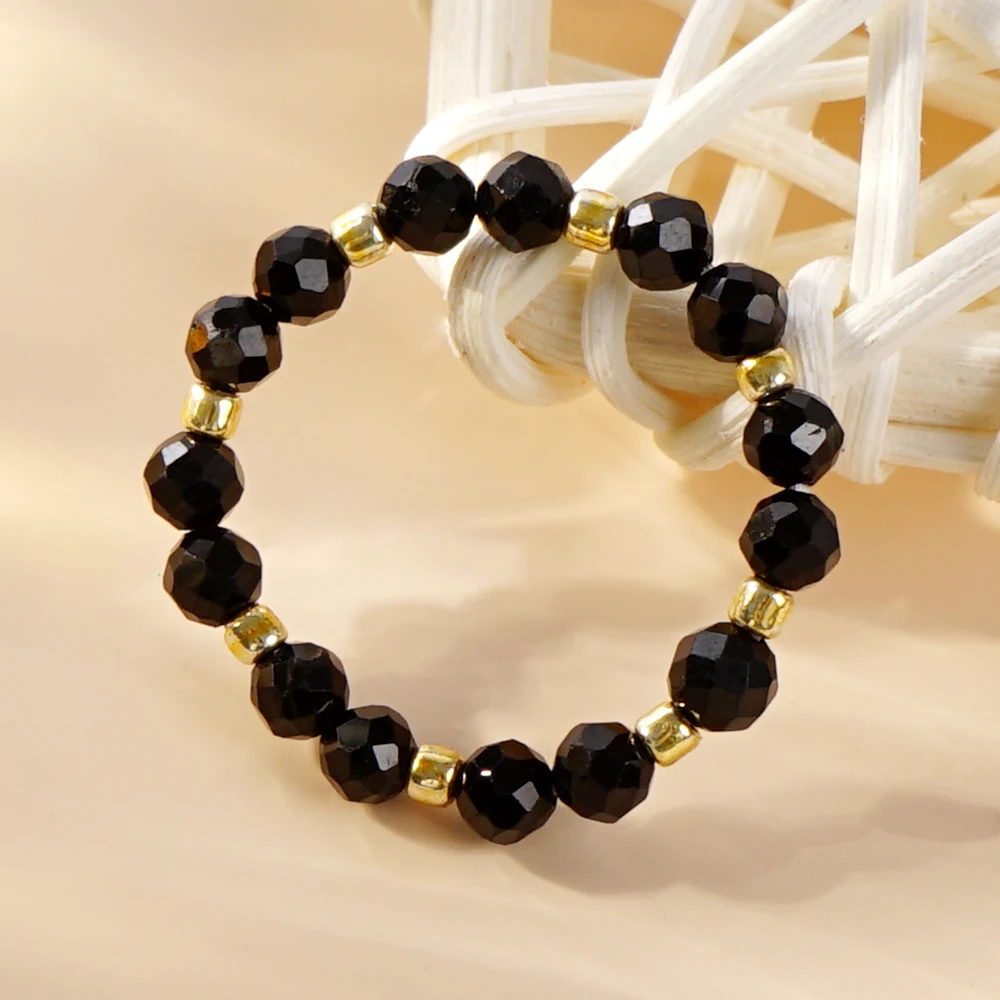 Go2boho Handmade Boho Stretch Jewelry Healing Gemstone String Black Jasper Beads Rings for Women 2024 Fashion Valentine Gifts view 3