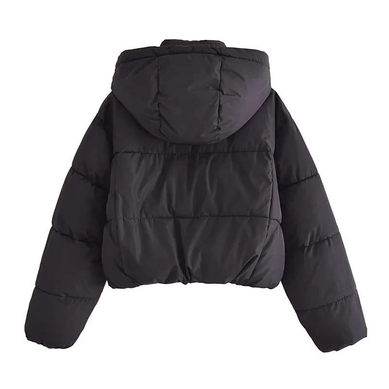 Autumn Winter Waterproof Windbreaker CROPPED Puffer Jacket New Women Hooded Black Snow Parka Short Cotton Padded Jacket Coat