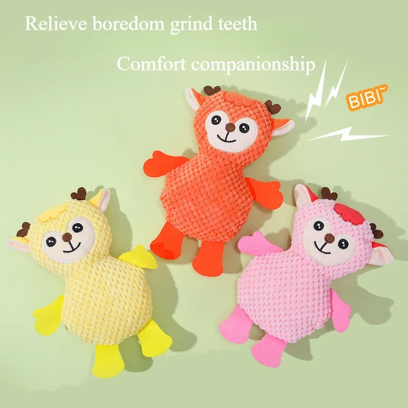 

Pet Toys Cute Simulation Sheep Sheep Deer Animal Companion Doll PP Cotton Grinding Teeth Will Make Noise Dog Supplies